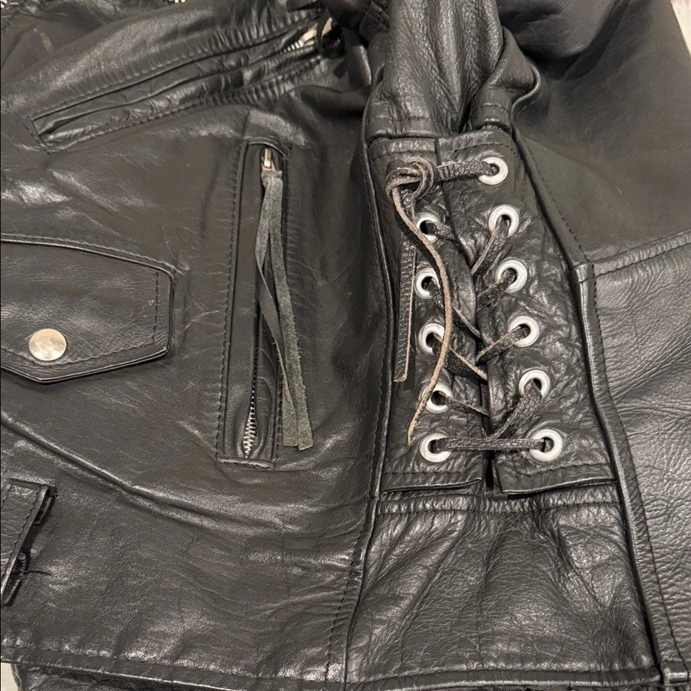 Vintage Excelled Leather Motorcycle Jacket Sz 44 80s 90s Biker Moto Heavyweight